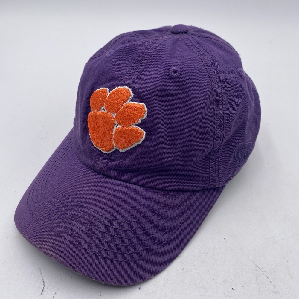 Clemson Tigers Hat Paw‎ Purple Cotton Clean Up Strapback Top Of World Slouch Dad